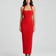 Halter Neck Slim Fit Maxi Dress